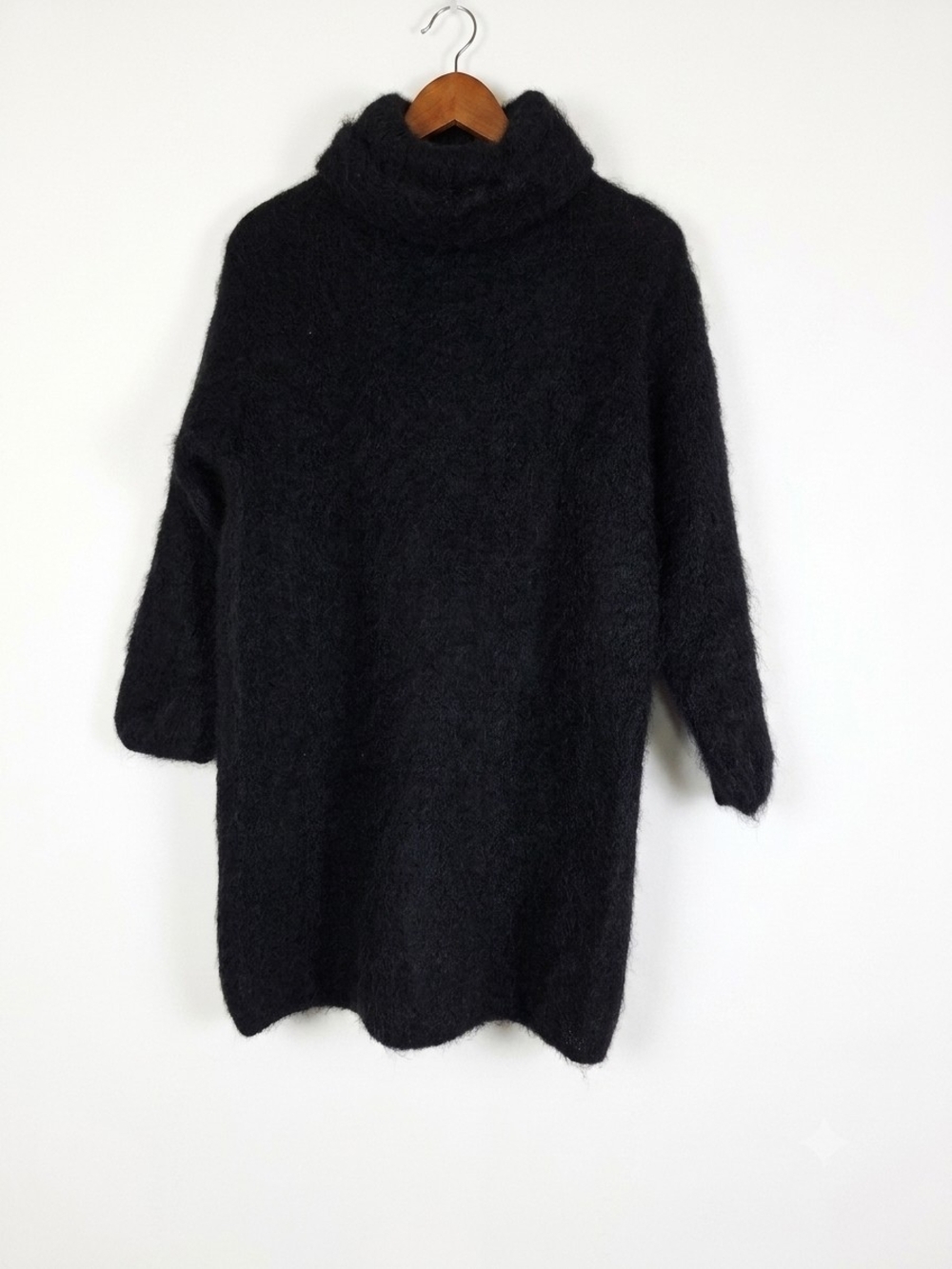 NWT OTTOD'AME Black Mohair Wool Blend Turtleneck Sweater Dress Italy Size 6